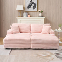 Canapé de salon moderne de style minimal avec étui pour animaux de compagnie Canapé modulaire en velours côtelé rose nuage avec rangement pour la famille