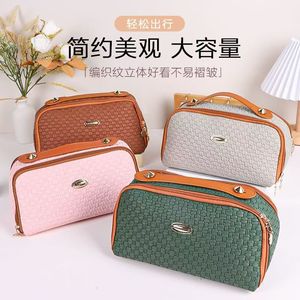 Bolsa de maquillaje de viaje de gran capacidad con asa suave, duradera y organizable, bolsa de aseo para mujer para almacenamiento en el hogar - Product Image 3