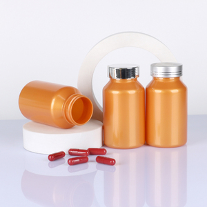 Flacon capsule orange, emballage pharmaceutique de haute qualité en plastique PET pour produits de santé avec différents bouchons à vis. - Product Image 1
