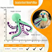 Jouet en peluche pieuvre couineur pour chien et chat, indestructible, à mâcher pour les dents, interactif, sonore, anti-stress, anti-ennui, sans piles incluses
