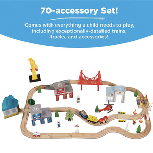 Best Choice Products Large 50in 70-Piece <strong>Train</strong> <strong>Table</strong>, Multipurpose Wooden Toy Activity Play for Children W/Tracks, Reversible - Product Image 4