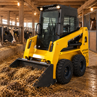 Peralatan Serbaguna CE Wheeled Skid Steer Loader 4x4 Penggerak Diesel dengan Attachment Skid Steer, Stabilitas Baik untuk Pertanian