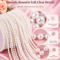 Guirlande de perles rondes en ABS imitation nacre 3/4/5 mm pour décorations de fête et de sapin de Noël