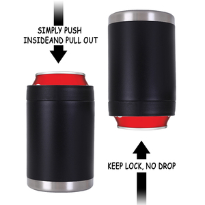 Logo et couleur personnalisés, acier inoxydable 304 à double paroi 4-en-1 #   Refroidisseur de canettes de bière et de vin 12 oz, design fin, portable pour les voyages - Product Image 2