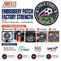 OEM Benutzerdefiniertes Logo Stickerei-Abzeichen Fußball 3D Bestickte Aufnäher für Sportvereine Marken und Fanartikel
