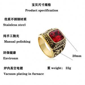 Anillo de Acero Inoxidable Unisex con Diseño de Dragón y Gema, Estilo Punk Rock Creativo, Chapado en Oro, Certificado por Terceros, Directo de Fábrica - Product Image 3