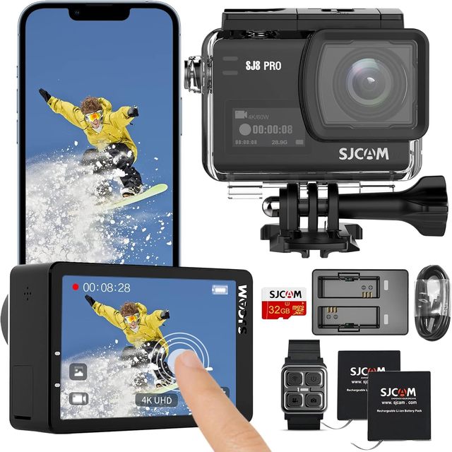 Sj8pro 4k60fps Action Camera With 170° Fov Hdr Touchscreen Eis3.0 Stabilizer 8x Slow Motion Zoom Underwater Camera