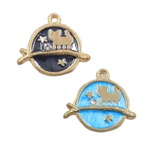 Cute Moon Star Planet Enamel Charms Exquisite Blue Pendant For Jewlery Making DIY Bracelet Earrings Necklace Girls Gift