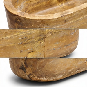 Baignoires ovales modernes sur mesure de luxe en travertin doré/jaune exclusif, autoportantes, pour salle de bain, villa, hôtel, maison - Product Image 3