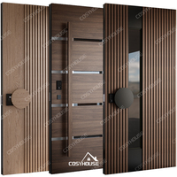 Porte extérieure en bois insonorisée antivol avec insert en verre pour porte d'entrée extérieure de sécurité d'entrée principale de maison de villa