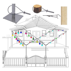 304 Stainless Steel Light Lifter Kit With <b>Hooks</b> Screws And Wire Rope <b>Clips</b> For Ceiling Lamp Installation - Product Image 2
