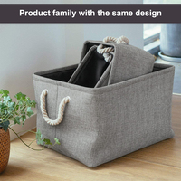 Panier de rangement en tissu de jute léger et pliable en coton et chanvre pour la lessive, les jouets et les vêtements