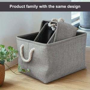 Toptan hafif katlanabilir pamuk ve kenevir jüt kumaş depolama Bin sepet çamaşır oyuncaklar için giysi - Product Image 6