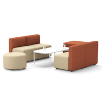 Ensemble de canapés modulaires modernes en tissu écologique et métal, mobilier commercial pour salle d'attente, bureau, hall, hôpital, école, hôtel