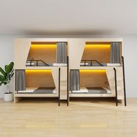 Lit superposé d'hôtel capsule avec rideau insonorisé et serrure intelligente, lit superposé pour hôtel capsule