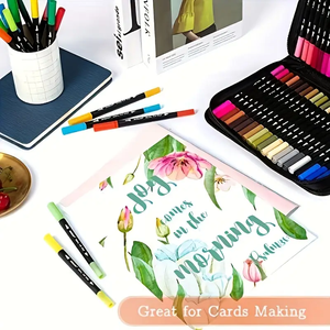 Ensemble <span class=keywords><strong>de</strong></span> 120 marqueurs d'art en plastique avec sac <span class=keywords><strong>de</strong></span> rangement, feutres à double embout, stylos <span class=keywords><strong>de</strong></span> croquis aquarelle pour enfants et étudiants, imprimés UV - Product Image 5