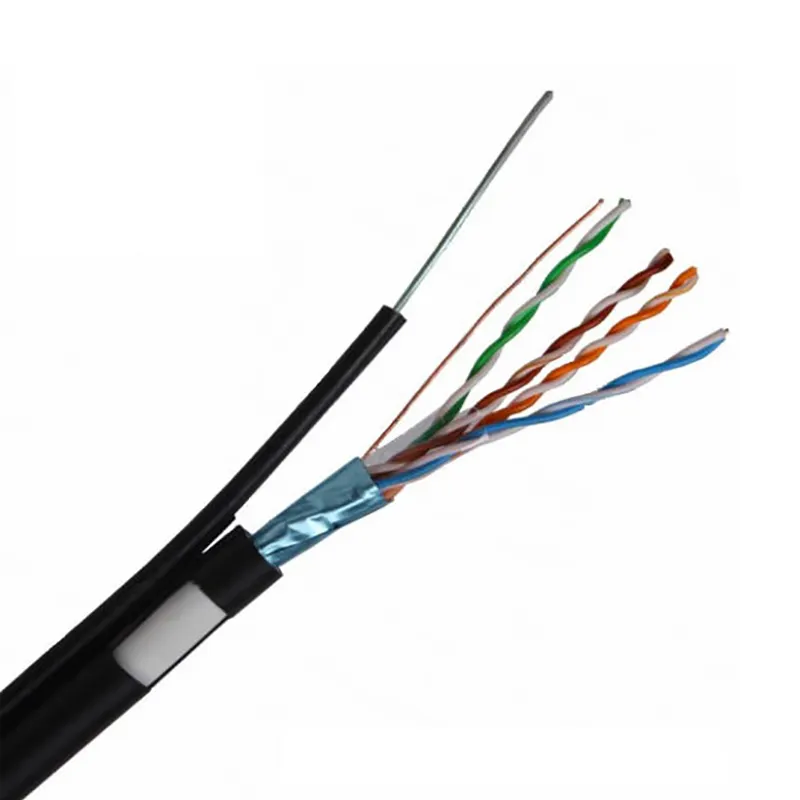 Câble extérieur CAT5e à conducteur solide 4pr lan + câble Ethernet Messenger cat5e CCA 24AWG FTP shield ethernet Cable 1000ft étanche