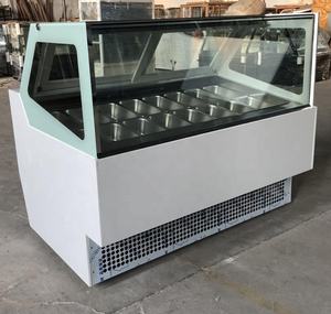 Congelador Exhibidor de Helados con Diseño OEM, Vidrio Cuadrado, Base de Acero Pintado o Mármol, Congelación Continua para Gelato - Product Image 5