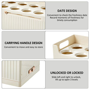Boîte <span class=keywords><strong>de</strong></span> rangement pour œufs pliable à 3 couches, support pour œufs <span class=keywords><strong>de</strong></span> réfrigérateur avec échelle <span class=keywords><strong>de</strong></span> temps pour <span class=keywords><strong>l</strong></span>'utilisation alimentaire - Product Image 3