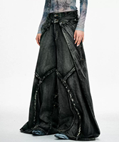 Pantalon streetwear multi-déchiré en jean patchwork, coupe bootcut, design original, pour homme et femme, grandes tailles