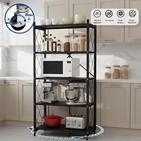 Étagère métallique pliable à 5 niveaux, moyenne capacité, avec roulettes, design peu encombrant, aucun assemblage requis, pour garage et garde-manger