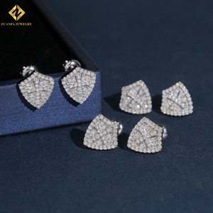 Factory Wholesale Price Hip Hop Men's Shield <b>Stud</b> Earrings S925 Sterling <b>Silver</b> Jewelry Luxury Women's Party Cross Earrings - Product Image 5