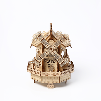 Vente en gros de modèles de maisons en bois 3D en forme de moulin à vent de Noël, puzzles en bois 3D à faire soi-même pour adultes, kit de décoration de Noël à assembler