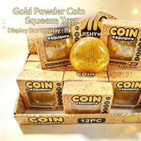 Jouet anti-stress en caoutchouc souple en forme de pièce de monnaie en poudre d'or à rebond lent pour les 14 ans et plus
