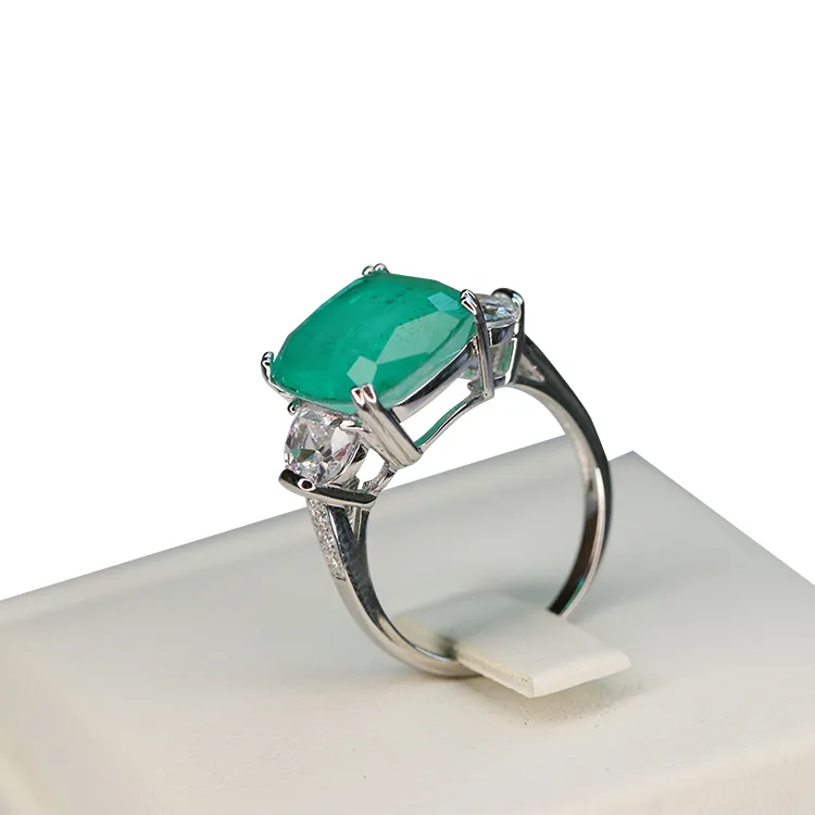 Nieuwe Mode Eenvoudige 925 Sterling Zilveren Paraiba Stone Ring Voor Wedding