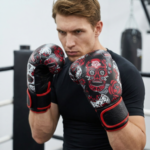 Guantes de Boxeo Impresos con Dedos Completos, Guantes de Entrenamiento de Artes Marciales con Soporte de Muñeca con Cierre de Gancho y Bucle para Gimnasio y Combate - Product Image 4