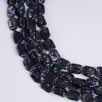 Perla Natural de Agua Dulce, 14*19mm, Bloque Rectangular, Grado Semiterminado, Sin Color Negro, Hilo para Collar, Accesorios para Joyería DIY