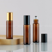Flacon roll-on en verre ambré de 10 ml pour huiles essentielles et parfums, avec bouchon en aluminium anodisé
