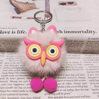 Porte-clés hibou en peluche écologique, fausse fourrure moelleuse, animal en peluche, pendentif décoratif