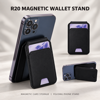 Portefeuille magnétique pour téléphone en cuir PU, support pliable détachable avec 3 emplacements pour cartes, multifonction, logo personnalisé, vente en gros