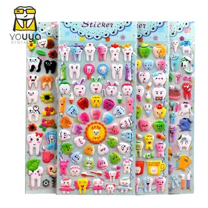 Cartoon Dental 3D Stickers Teeth Shape Sticker Sheet Molar Shape Tooth Logo Plastic Stickers