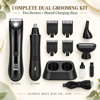 Perangkat Perawatan Pria Profesional Dual Kit USB Pemangkas Rambut Elektrik Set Pemangkas Rambut Hidung dan Telinga dengan Basis Bersama Layar LCD