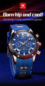   นาฬิกาข้อมือผู้ชาย 9991 Versatility Restored Dial Complete Calendar สีโรสโกลด์ ดีไซน์หน้าปัดแบบหน้าปัดรถยนต์ สายซิลิโคนสีน้ำเงิน ระบบควอตซ์ - Product Image 3