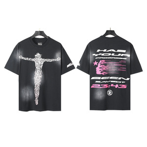 T-shirt unisexe 2026 NFC HELL Vintage Fashion Brand à manches courtes, coupe ample, en pur coton, avec lettres vieillies et effet délavé - Product Image 4