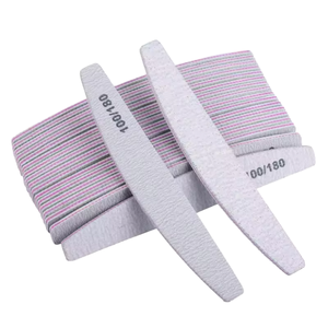 Hot Selling Portable Professional Durable Double Sided Nail Art File Custom Logo Colorful PS Board Sponge Emery Half Moon Nail