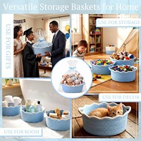Panier de rangement en corde de coton tressée avec poignées, panier cadeau avec nœud pour anniversaire, baby shower, jouets, chambre d'enfant, organisateur de maison