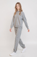 Pantalon large en laine unie style décontracté pour femme, pull à col montant en tricot épais pour l'automne et l'hiver, style décontracté SWEATING