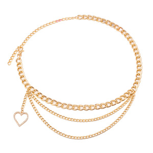 Chaîne de taille en forme de cœur en alliage de zinc avec strass, ceinture décorative pour femme, chaîne de corps tendance pour usage quotidien - Product Image 5