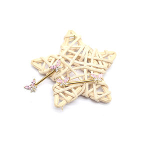 Gaby 316L Acero quirúrgico Acero inoxidable <span class=keywords><strong>pecho</strong></span> <span class=keywords><strong>piercing</strong></span> CZ libélula forma pezón anillo animal pezón joyería - Product Image 4