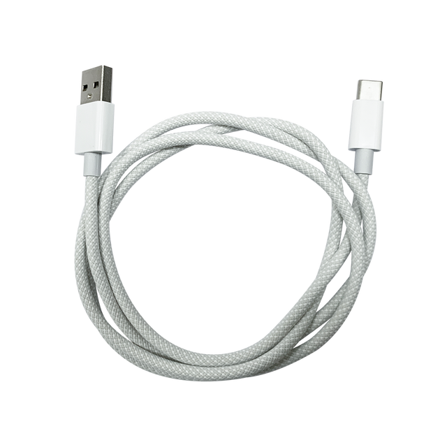 Pure White USB a to Type-C Braided Jacket Cable for Mobile Phone 100cm 5A Fast Charging Durable