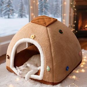 Classic Luxury Fashion Pet Flower Semi-enclosed Bed with Cloud Velvet & PP Cotton Filling Warmth Zipper Closure Pet <b>Tent</b> - Product Image 5