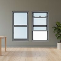 American Standard Fenêtres à guillotine double moderne à double vitrage coulissant en alliage d'aluminium Construction verticale en acier pour la maison