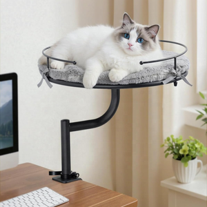 Кошачья настольная кровать, регулируемая по 360 ° и высоте кровать для кошки, для стола, вмещает до 40 фунтов, плюшевый чехол для машинной стирки - Product Image 1