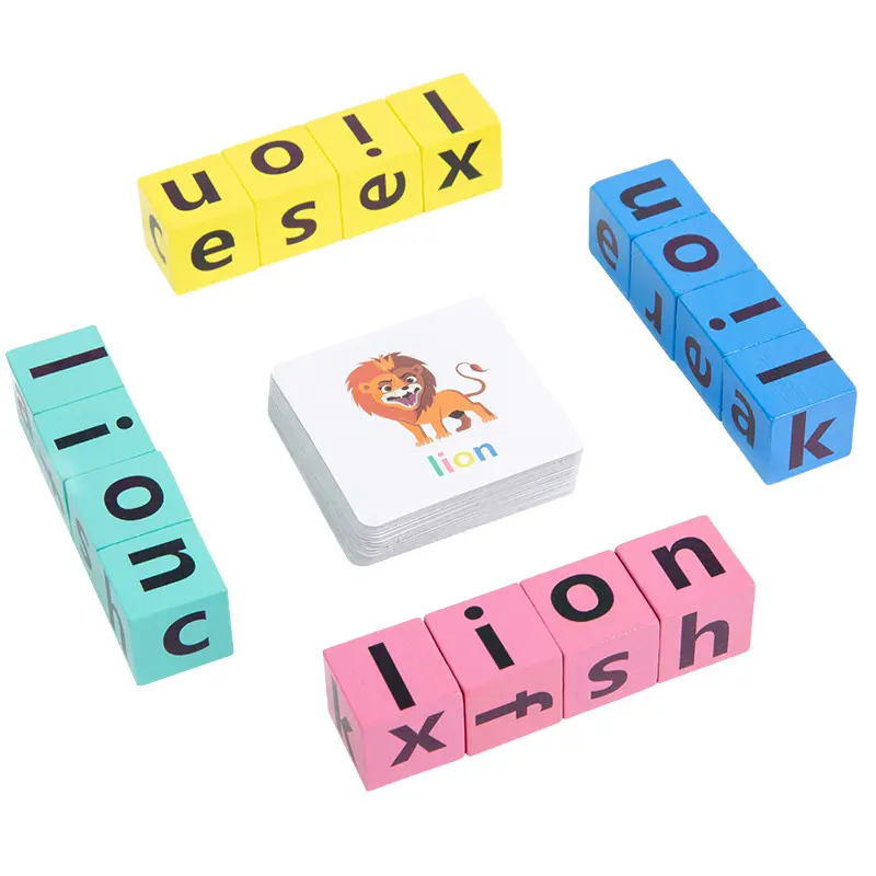 Buchstaben-Schreibblock-Flash-Karten-Spiel Englische Wörter Frühlernen pädagogisches Rätsel-Spielzeug für Kleinkinder Montessori-Holzspielzeug