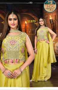 Lime Green Embroidered Crop <b>Top</b> <b>Lehenga</b> Set for Women Designer Party Wear Ethnic Outfit with Dupatta Indian Festive Wear Online - Product Image 2