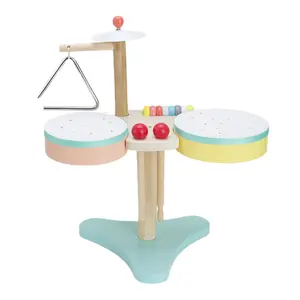 Supporto multifunzionale in legno per bambini tamburo occidentale strumento a percussione cinque toni combinazione musica giocattolo illuminazione